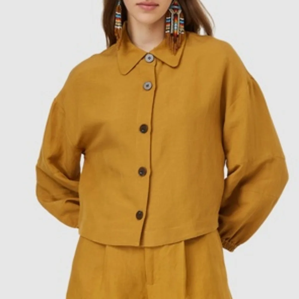 GORMAN Golden Mustard Linen Cropped Jacket - Picture 4 of 16